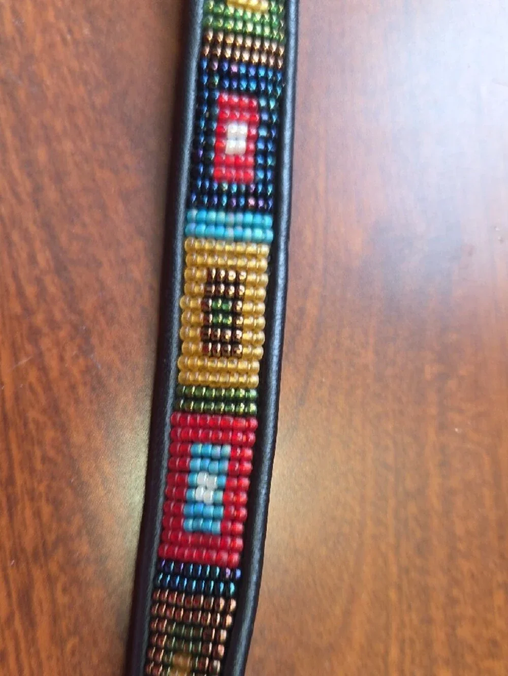 Brighton Black Leather Belt with Multicolor Beaded Accents